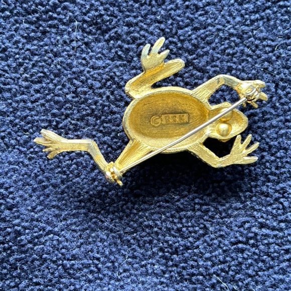 VTG Rhinestone Frog Pin marked B.S.K. - Picture 3 of 6